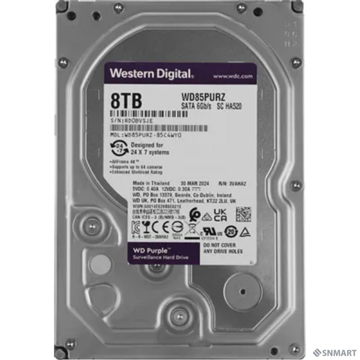 8TB WD Purple (WD85PURZ) [Serial ATA III, 5640- rpm, 256Mb, 3.5"]