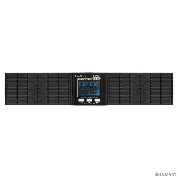 Exegate EX293049RUS ИБП On-line ExeGate PowerExpert ULS-2000.LCD.AVR.1SH.2C13.USB.RS232.SNMP.2U <2000VA/2000W, On-Line, PF=1, LCD, 1*Schuko+2*C13, RS232, USB, SNMP-slot, Rackmount 2U/Tower, металличес