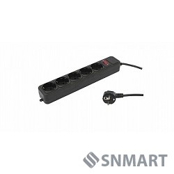 PC PET Сетевой фильтр AP01006-3-B 3м (5 розеток, EURO, EURO/RUS), черный [619894]