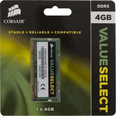 Оперативная память DDR3L SO-DIMM Corsair CMSO4GX3M1C1333C9 4 ГБ 1333Mhz (CMSO4GX3M1C1333C9)