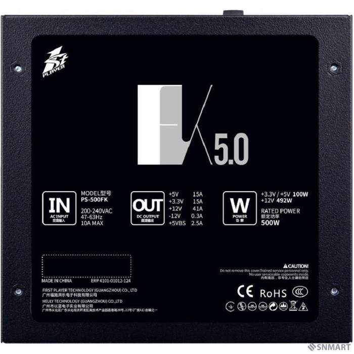 1STPLAYER Блок питания FK 500W / ATX 2.4, APFC, 120mm fan / PS-500FK