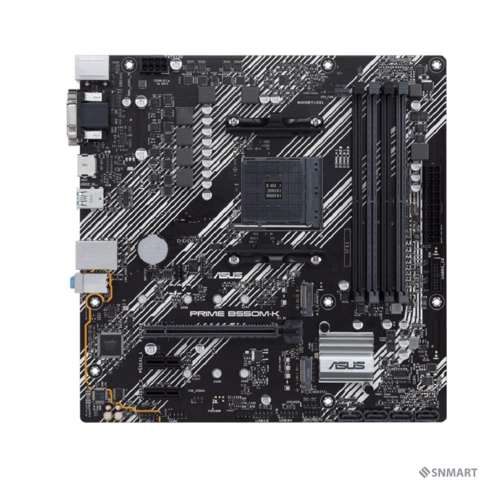 ASUS PRIME B550M-K (Socket AM4, mATX, 4xDDR4(128GB), VGA/DVI-D/HDMI 2.1, 1xPCIe 4.0x16/2xPCIe 3.0, 1xLAN, 4xSATA 6Gb/s, 2xM.2, 6xUSB 3.2, 1xPS/2)