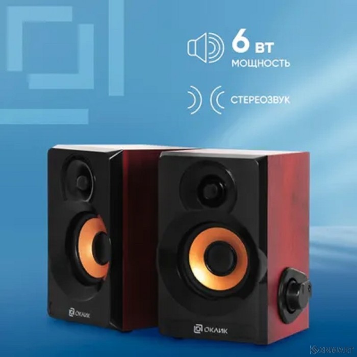 Оклик OK-161 2.0 черный/вишня 6Вт