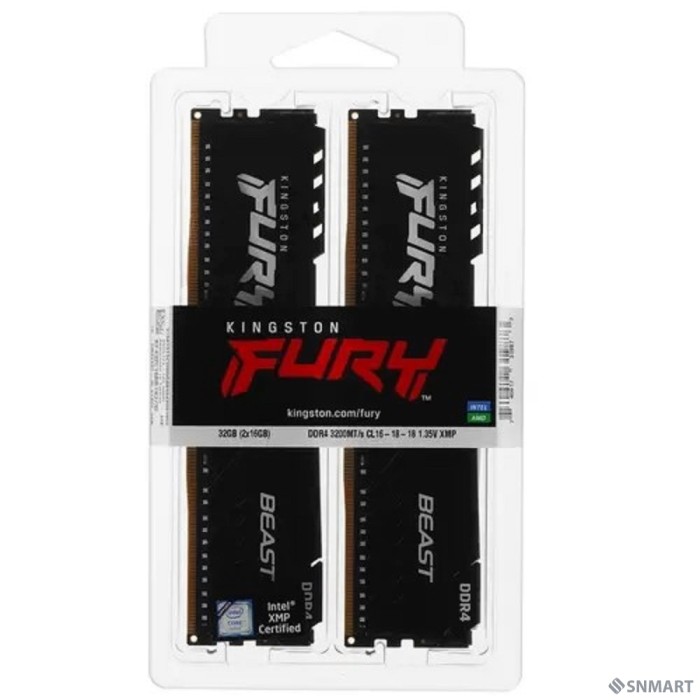 Kingston DDR4 DIMM 32GB Kit 2x16Gb KF432C16BB1K2/32 PC4-25600, 3200MHz, CL16