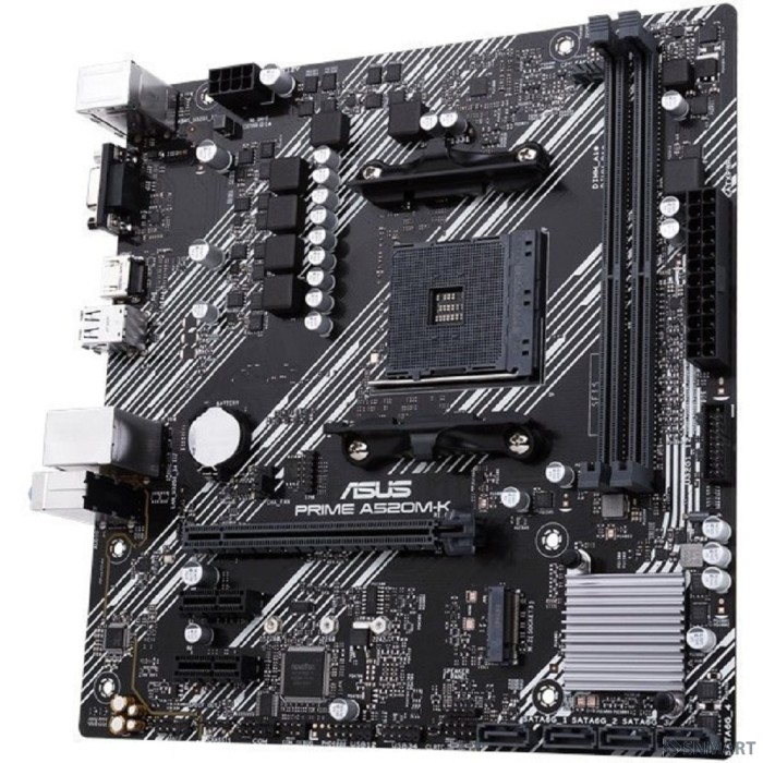 ASUS PRIME A520M-K (Socket AM4, mATX, 2xDDR4(64GB),  VGA/HDMI 2.1, 1xPCIe 3.0x16/2xPCIe 3.0, 1xLAN, 4xSATA 6Gb/s, 1xM.2, 4xUSB 3.2, 2xUSB 2.0, 1xPS/2)