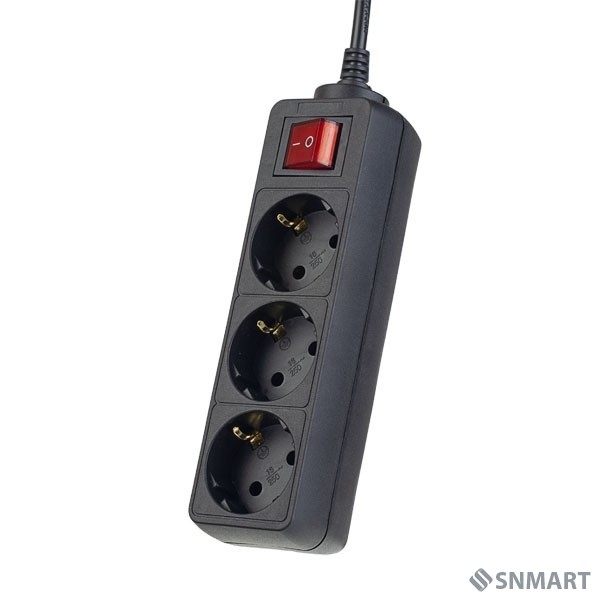 Perfeo Сетевой удлинитель с кнопкой "POWERMATE", PF_A4676 (1,8м, 3 розетки, черный (PF-PM-3/1,8-B))
