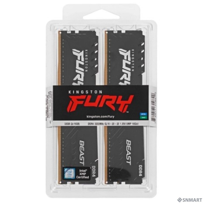 Kingston DDR4 DIMM 32GB Kit 2x16Gb KF432C16BBK2/32 PC4-25600, 3200MHz, CL16