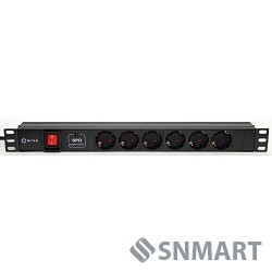 5bites PDU619A-06 Блок розеток  6S / AL / SWITCH / 1U / 19&quot; / 2M*3G*1.5MM2 / VDE