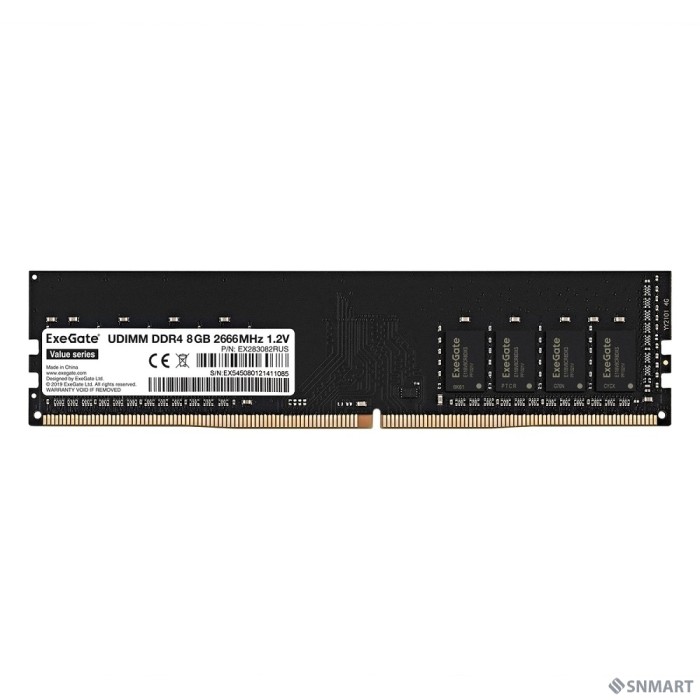 Exegate EX283082RUS Модуль памяти  ExeGate Value DIMM DDR4 8GB <PC4-21300> 2666MHz