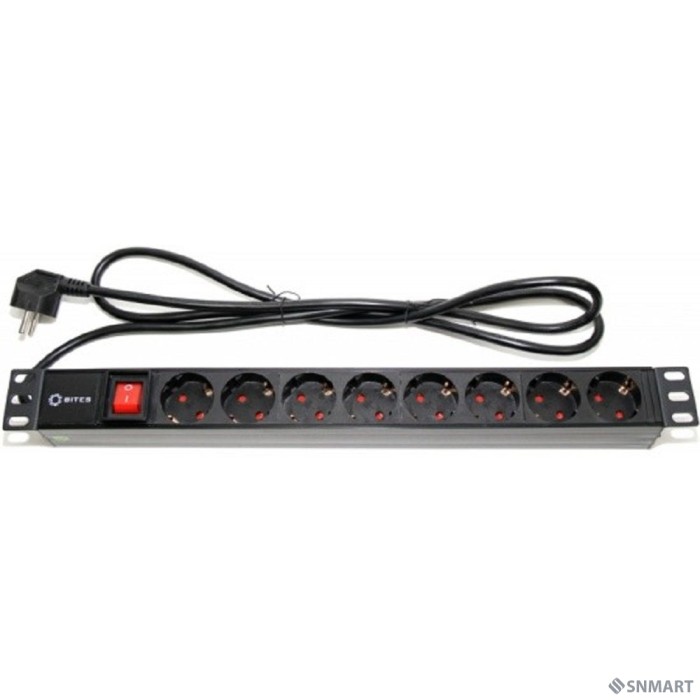 5bites PDU819P-01 Блок розеток  8S / PVC / SWITCH / 1U / 19" / 2M*3G*1.5MM2 / VDE