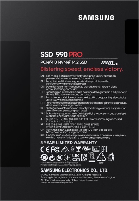 Накопитель SSD Samsung 1 ТБ 990 Pro M.2 PCIe 4.0 x4 (MZ-V9P1T0BW)