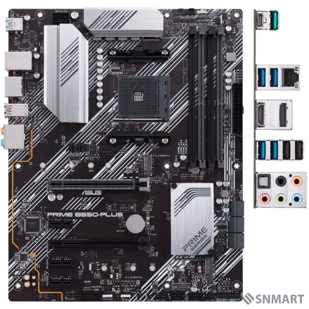ASUS PRIME B550-PLUS (Socket AM4, ATX, 4xDDR4(128GB), DP/HDMI, 1xPCIe 4.0x16/1xPCIe 3.0x16, 3xPCIe 3.0, 1xLAN, 6xSATA 6Gb/s, 2xM.2, 1xType-C, 5xUSB 3.2, 2xUSB 2.0)