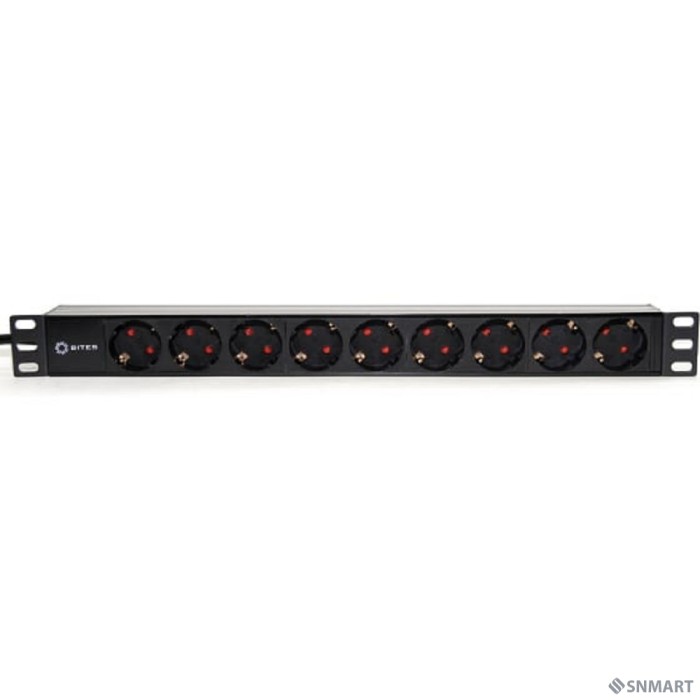 5bites PDU919P-02 Блок розеток 9S / PVC / 1U / 19" / 2M*3G*1.5MM2 / VDE