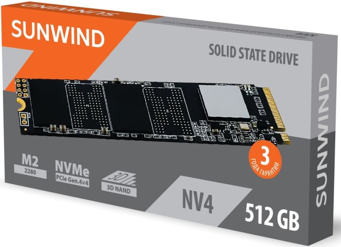 Накопитель SSD SunWind 512 ГБ NV4 M.2 PCIe 4.0 x4 (SWSSD512GN4)