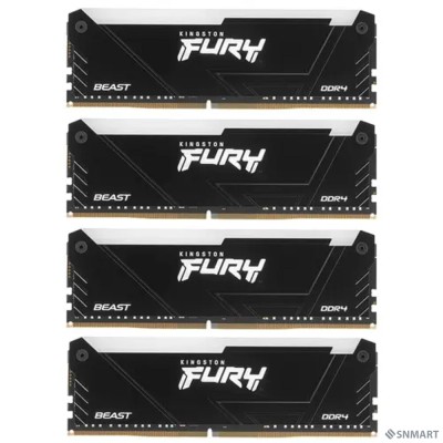 Kingston DDR4 32Gb 4x8GB 3200MHz KF432C16BB2AK4/32 Fury Beast RGB RTL Gaming PC4-25600 CL16 DIMM 288-pin 1.35В dual rank с радиатором Ret