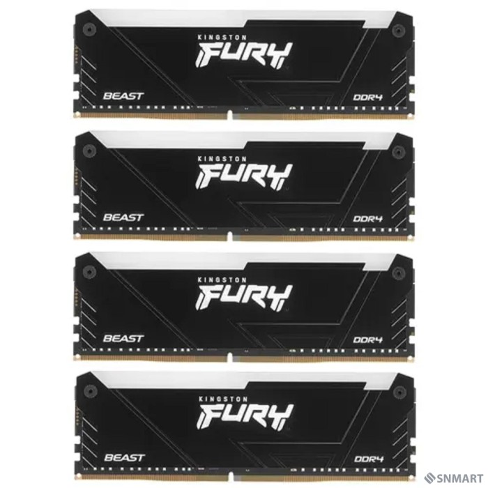 Kingston DDR4 32Gb 4x8GB 3200MHz KF432C16BB2AK4/32 Fury Beast RGB RTL Gaming PC4-25600 CL16 DIMM 288-pin 1.35В dual rank с радиатором Ret