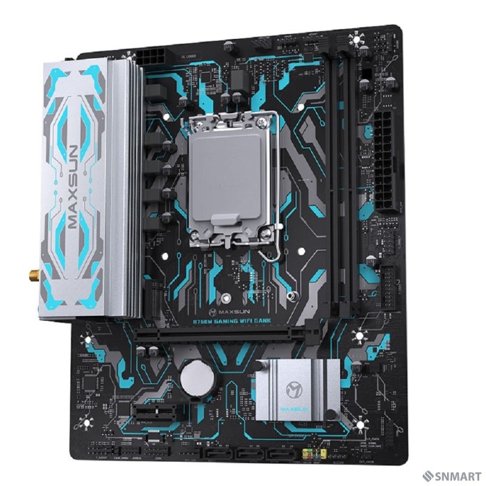 MAXSUN MS-B760M GAMING WIFI GANK V2 (Socket 1700, mATX, 2*DDR5, VGA/HDMI, 3*SATA3, 1*M.2, 1xPCI-E x16 /1xPCI-E x4, 4*USB 2.0, 2*USB 3.2 GEN 2, LAN 1*1G,  Bluetooth,  Wi-Fi 802.11ax, RTL)
