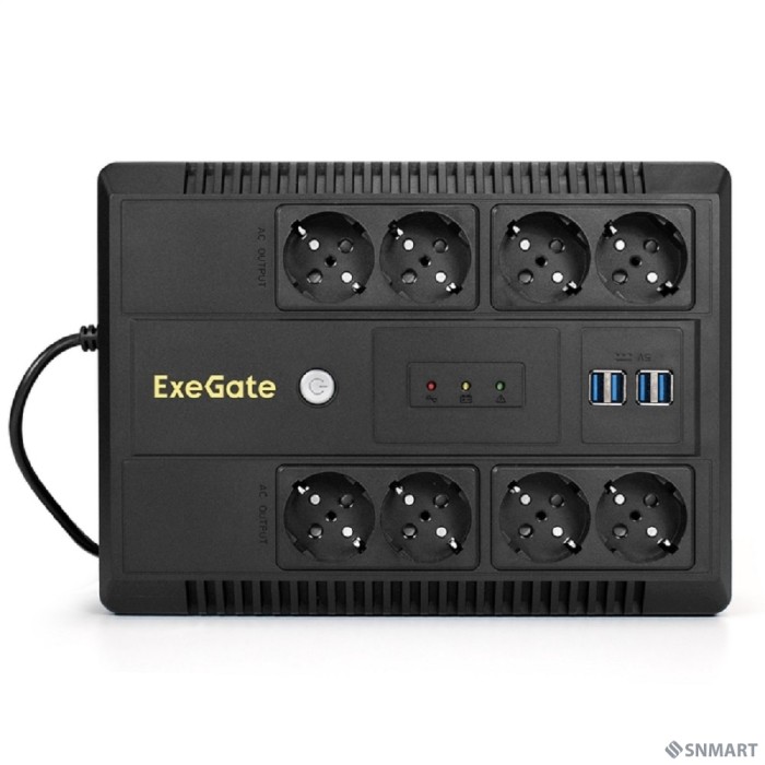 Exegate EX295012RUS ИБП ExeGate NEO NNB-850.LED.AVR.8SH.CH <850VA/510W, LED, AVR, 8*Schuko, 4*USB-порта для зарядки, Black>