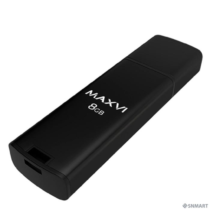 Maxvi USB Drive 8GB MP2 black, монолит с колпачком, ABS пластик + металл, USB 2.0 FD8GBUSB20C10MP2