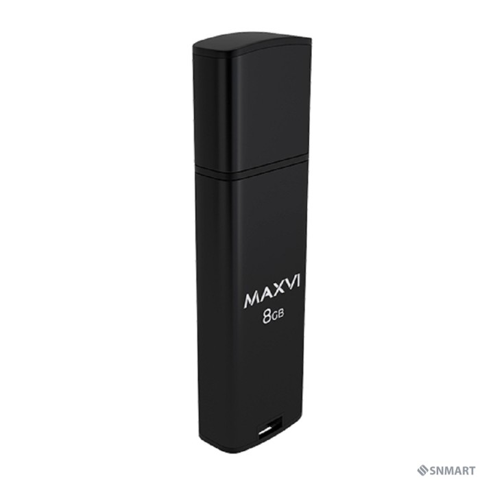 Maxvi USB Drive 8GB MP2 black, монолит с колпачком, ABS пластик + металл, USB 2.0 FD8GBUSB20C10MP2