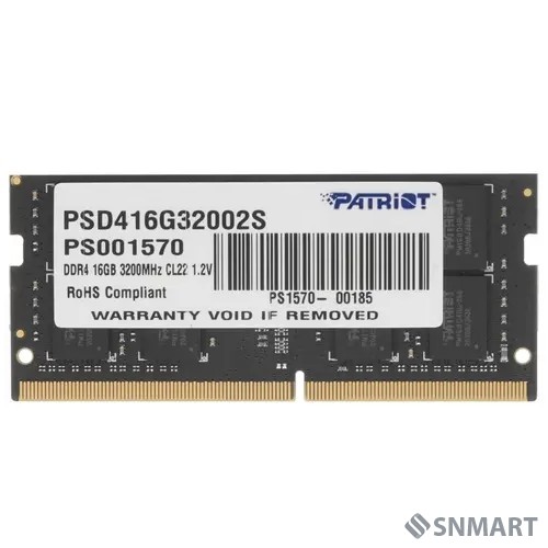 Модуль памяти для ноутбука SODIMM 16GB PC25600 DDR4 PSD416G32002S PATRIOT