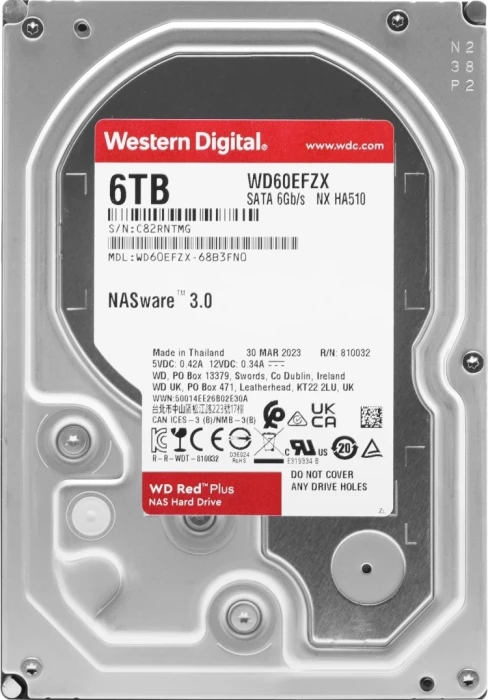 Жесткий диск (HDD) WD Red Plus 6 ТБ (WD60EFZX)