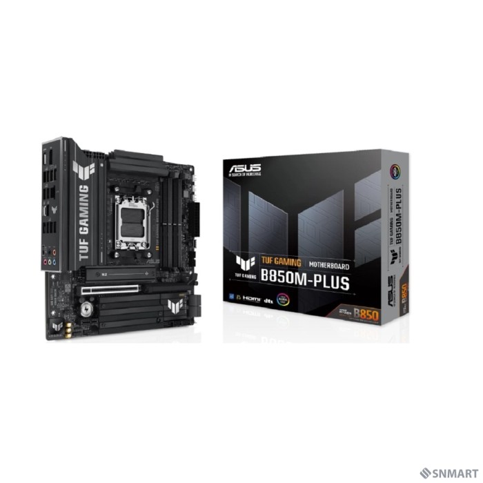 ASUS TUF GAMING B850M-PLUS (Socket AM5, mATX, 4xDDR5(256GB), DP/HDMI, 1xPCIe 5.0x16/1xPCIe 4.0x1, 1xLAN (2.5GbE), 4xSATA 6Gb/s, 3xM.2, 1xType-C, 7xUSB 3.2, 4xUSB 2.0)