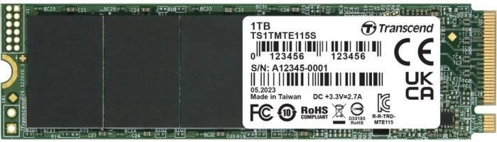 Накопитель SSD Transcend 1 ТБ 115S M.2 PCIe 3.0 x4 (TS1TMTE115S)