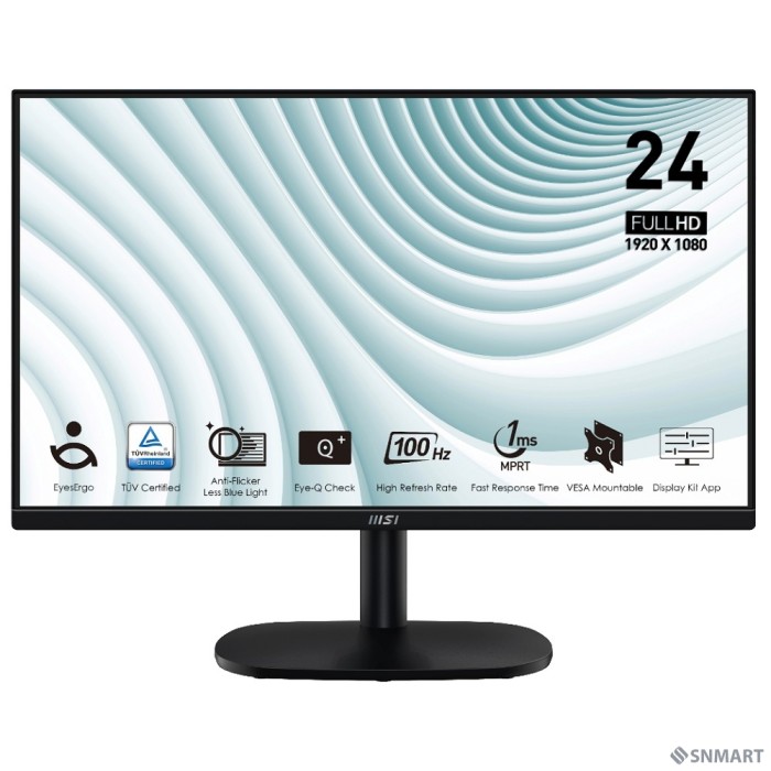 MSI PRO 23.8" MP245V черный [VA 1920x1080 100Hz 4ms 16:9  4000:1 300cd 178/178 D-Sub HDMI]
