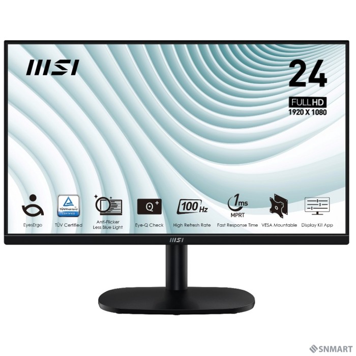 MSI PRO 23.8" MP245V черный [VA 1920x1080 100Hz 4ms 16:9  4000:1 300cd 178/178 D-Sub HDMI]