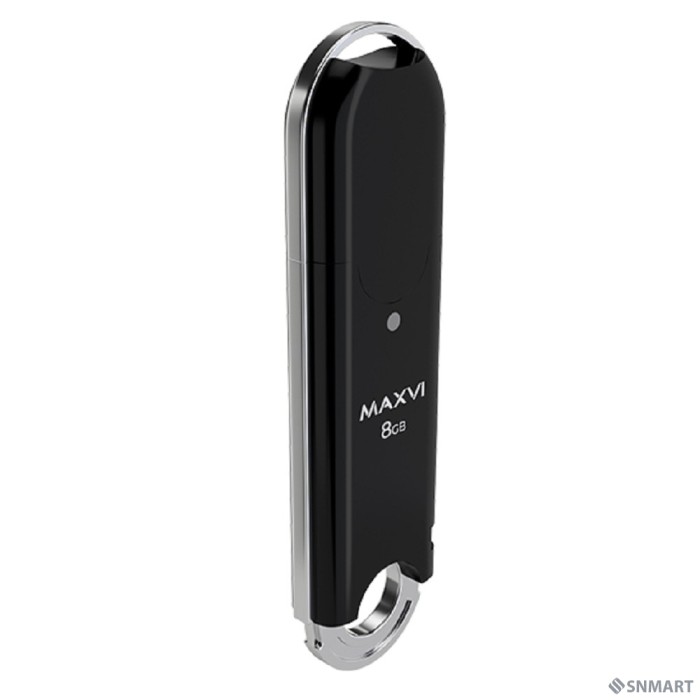 Maxvi USB Drive 8GB P2 black, монолит с колпачком, ABS пластик, USB 2.0