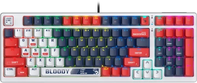 Клавиатура A4Tech Bloody S98 Sports Navy BLMS Plus механическая синий/белый USB for gamer LED (S98 SPORTS NAVY BLMS RED PLUS)