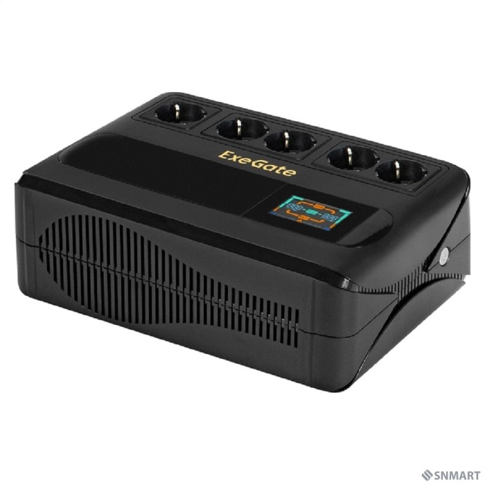 Exegate EX295686RUS ИБП ExeGate NEO Smart BU-1000.LCD.AVR.5SH <1000VA/500W, цветной LCD-дисплей, AVR, 5*Schuko, Black>