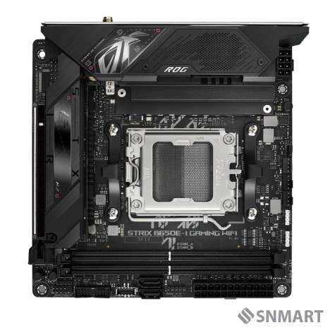 ASUS ROG STRIX B650E-I GAMING WIFI (Socket AM5, mini ITX, 2xDDR5(64GB), HDMI 2.1, 1xPCIe 5.0x16, 1xLAN (2.5GbE), Wi-Fi 6E, BT, 2xSATA 6Gb/s, 2xM.2, 2xType-C, 4xUSB 3.2, 2xUSB 2.0)