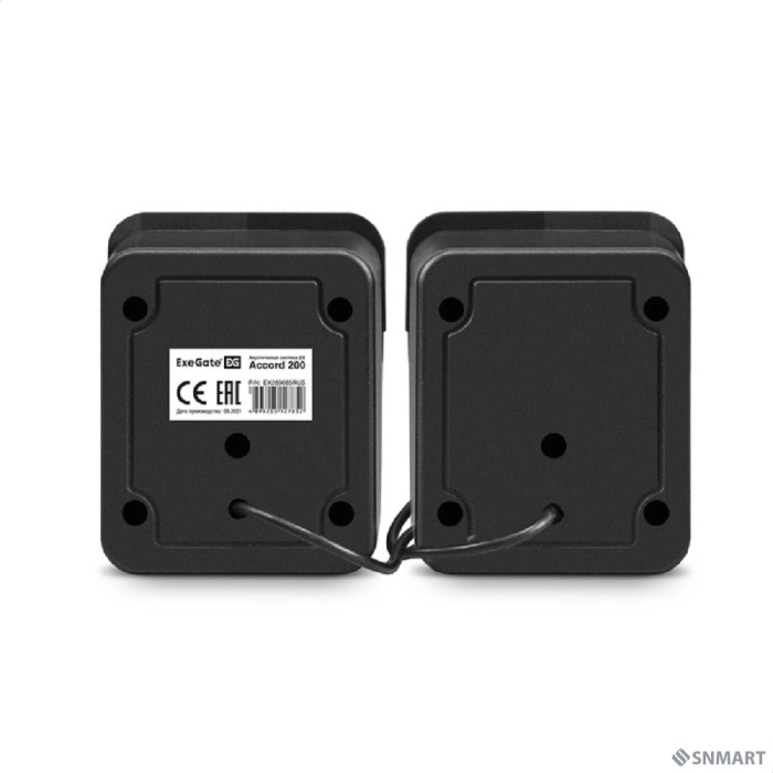 Exegate EX289685RUS Акустическая система 2.0 ExeGate Accord 200 (питание USB, 2х3Вт (6Вт RMS), 60-20000Гц,цвет черный, синяя подсветка)