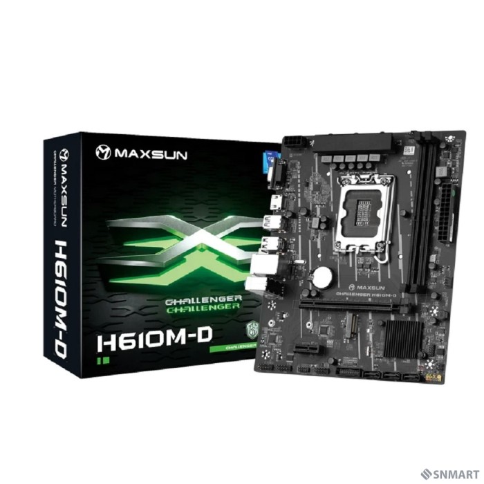 MAXSUN MS-Challenger H610M-D (Socket 1700, mATX, 2*DDR4, VGA/HDMI, 3*SATA3, 1*M.2, 1*PCIEx16/1*PCIEx1, 4*USB 2.0, 2*USB 3.2 Gen1, LAN 1*1G, RTL)