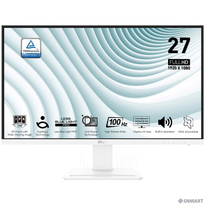 MSI PRO 27" MP273AW белый [IPS 1920x1080 100Hz 5ms 178/178 300cd HDMI DispalyPort 2x3W VESA] [9S6-3PB4CH-097/9S6-3PB4CH-217 ]
