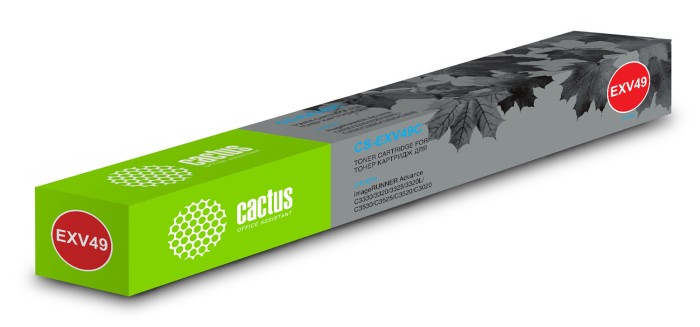 Картридж лазерный Cactus CS-EXV49C C-EXV49C C голубой (19000стр.) для Canon IR C3320/C3320i/C3325i/C3330i/C3500/C3520i MFP/C3525i MFP/C3530i MFP