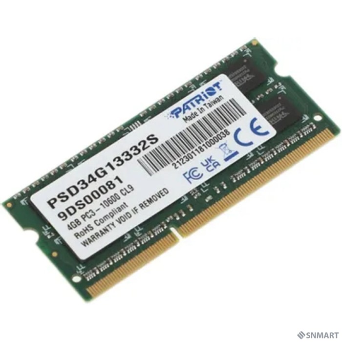 Patriot DDR3 SODIMM 4GB PSD34G13332S (PC3-10600) 1333MHz