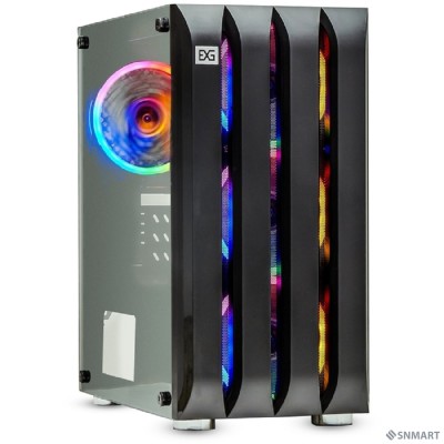 Exegate EX294383RUS Корпус Minitower ExeGate Mistery R3 (mATX, без БП, 2*USB+1*USB3.0, аудио, черный, 4 вент. 12см с RGB подсветкой, боковая панель - закаленное стекло)