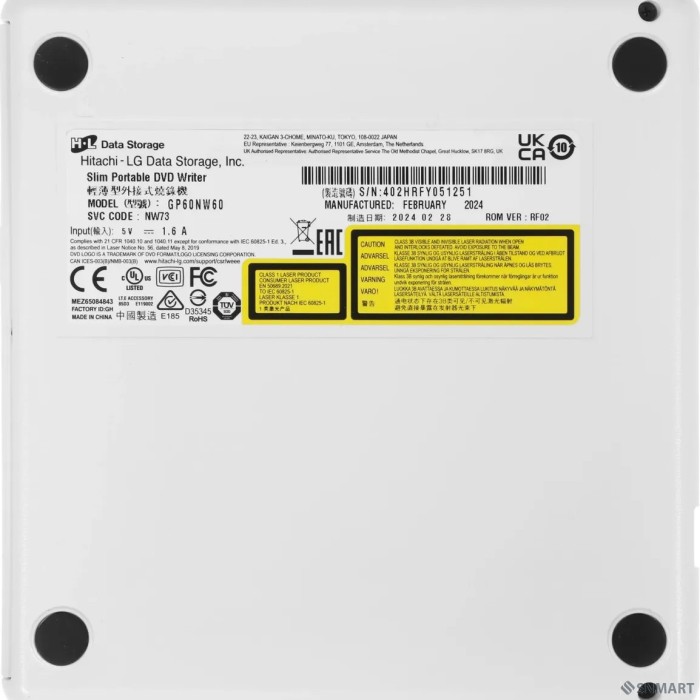 LG DVD-RW GP60NW60 ext. White Slim Ret. USB2.0 (совместим с 3.0)