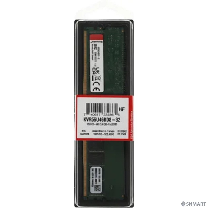 Kingston 32GB 5600MT/s DDR5 Non-ECC CL46 DIMM 2Rx8 KVR56U46BD8-32
