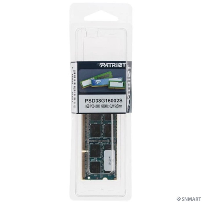 Patriot DDR3 SODIMM 8GB PSD38G16002S (PC3-12800, 1600MHz, 1.5V)
