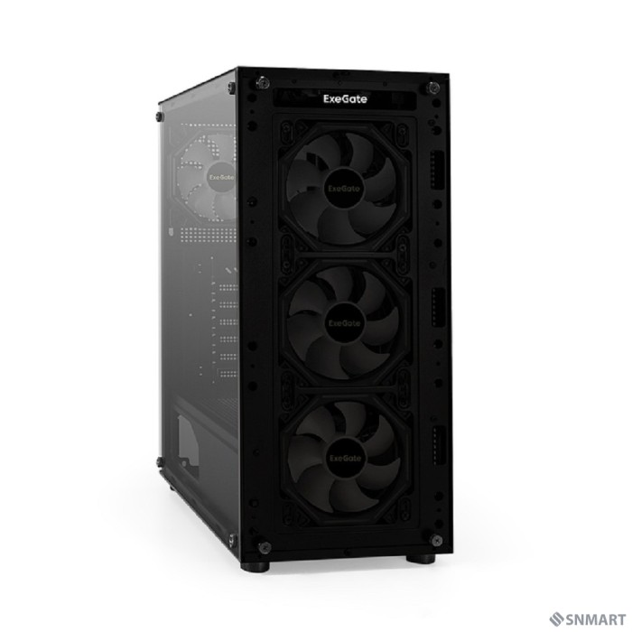 Exegate EX294967RUS Корпус Miditower ExeGate i3 BASE (ATX, без БП, с окном, 1*USB+1*USB3.0, аудио, 4 вент. 12см с RGB подсветкой)