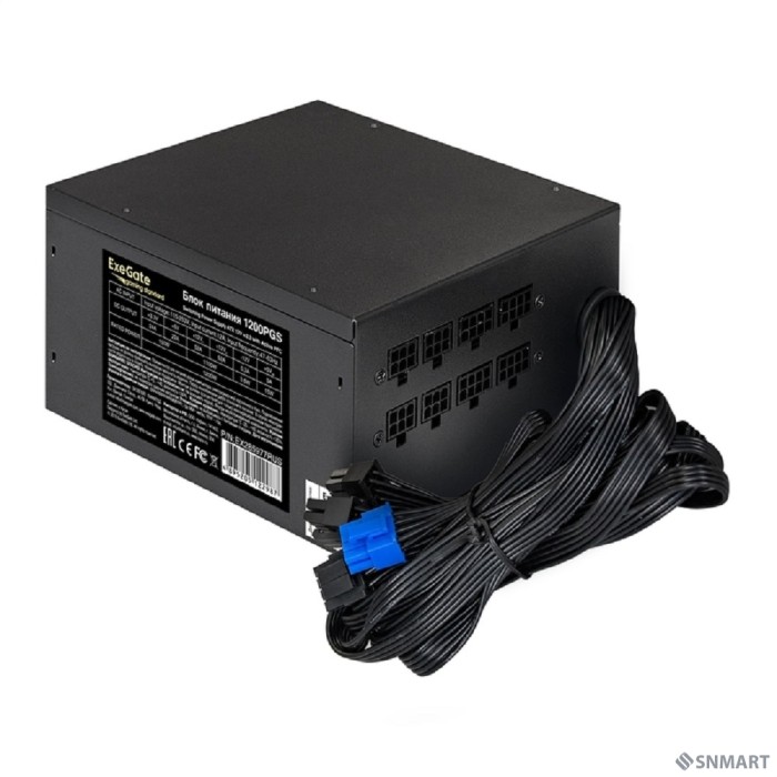 Exegate EX285977RUS Блок питания 1200W ExeGate Gaming Standard 1200PGS RTL, ATX, black, APFC, 14cm, 24p+2*(4+4)p, PCI-E, 5SATA, 4IDE