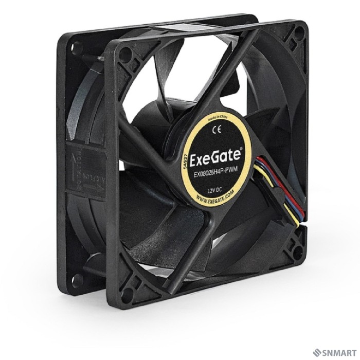 Exegate EX283379RUS Вентилятор ExeGate EX08025H4P-PWM, 80x80x25 мм, гидродинамический, 4pin, PWM, 23dBA
