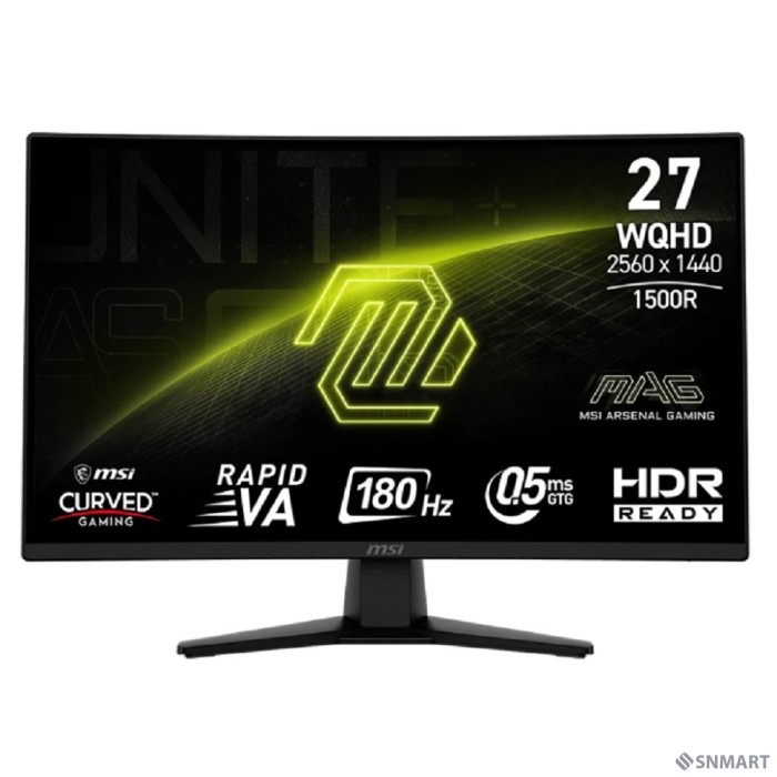 MSI MAG 27" 274CQF Black [VA Curved 2560x1440 180Hz 0.5ms 300cd 2xHDMI DisplayPort Tilt VESA] [9S6-3CE31T-015]