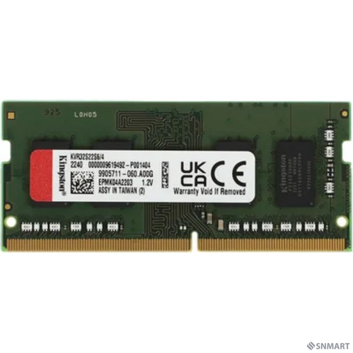 Kingston DDR4 SODIMM 4GB KVR32S22S6/4 PC4-25600, 3200MHz, CL22