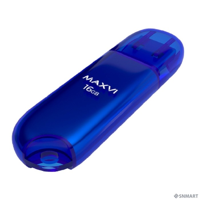 Maxvi USB Drive 16GB P1 blue, монолит с колпачком, ABS пластик, USB 2.0