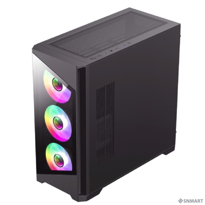 GameMax Корпус Destroyer TGB без БП(mATX, Черн.,USB3.0, Зак.стек., 4*120мм. ARGB , пыл.фильтр)